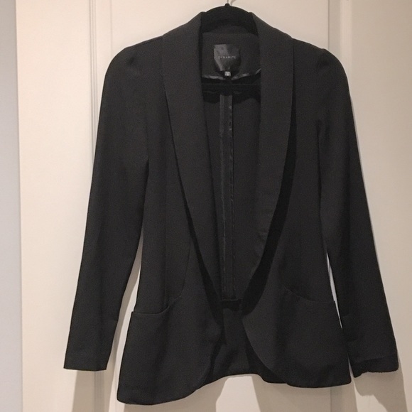 Dynamite Open Front Black Blazer Jacket - Picture 3 of 12